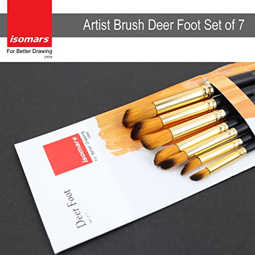 Image of Isomars Deer Foot Paint Brush Set - Set of 7 Artist Brushes for Acrylic, Watercolor, Oil & Texture Effects - Ideal for Fur, Foliage, Stippling & Dry Brush Techniques