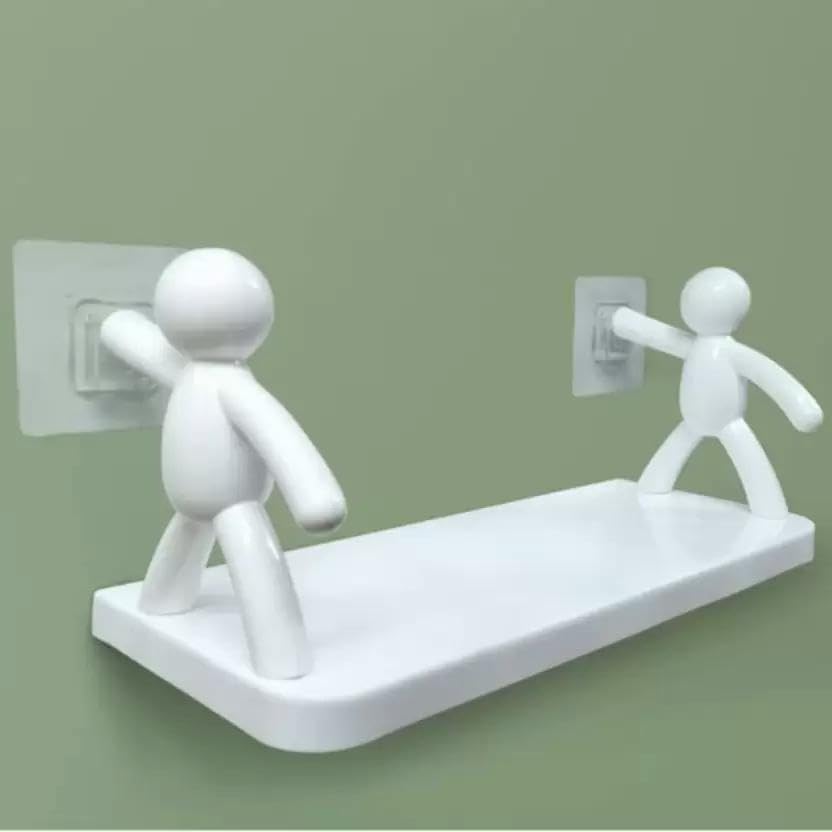 LUVIT Self Adhesivecute Floating Shelves Wall Mounted Shelves Wall Shelf for Kitchen Bathroom Entryway Plastic (White) (B0D1THMHP7) Amazon Price History, Amazon Price Tracker