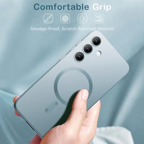 Image of DIZORO Samsung A26 Case, Compatible with Mag Safe Back Cover, Matte Luxury Metallic Luster Flexible TPU Wireless Charging Shockproof Case with Camera Protector Lens (Sierra Blue)