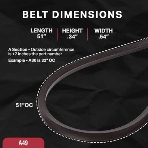 Image of BESTORQ A49 or 4L510 V-Belt, Classic Wrapped Rubber X3 V-Belt, Black, 51 inch Outside Circumference x .51 inch Width x .34 inch Height, Pack of 1