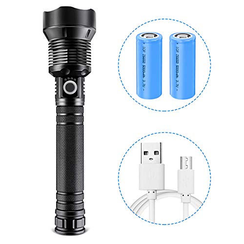 CAMTOA LED Flashlight 90000 Lumens 26650 USB,High Lumen Zoomable Water Resistant Camping,3 Modes Searchlight for Outdoor Home Everyday Flashlights