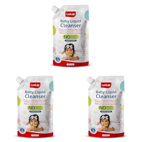Image of LuvLap Baby Liquid Cleanser Refill pack- 1000ml, For cleaning feeding bottle, cutlery, toys, fruits & vegetables, Kills 99.9% Germs, pH Balanced Dermatologically tested formula, No harsh chemicals