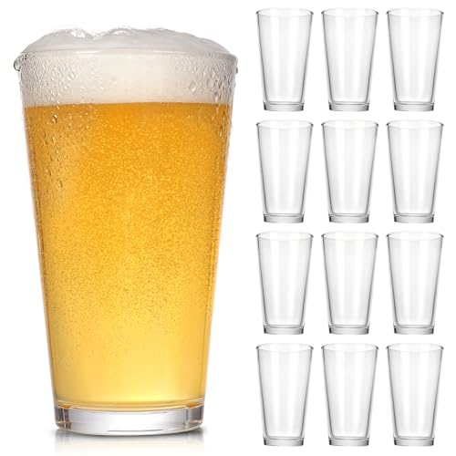 CUCUMI Beer Pint Glasses Set of 12,16 oz Drinking Glasses,Cocktail Glasses Made for Hot & Cold...