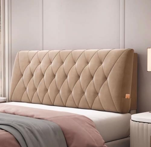 MGEMJMJ Cojín de cabecera para cama, respaldo de cama, cojín de apoyo, almohada de lectura para cama individual, matrimonial, queen, king, litera, cama extraíble (tamaño: 150 cm, color: caqui)