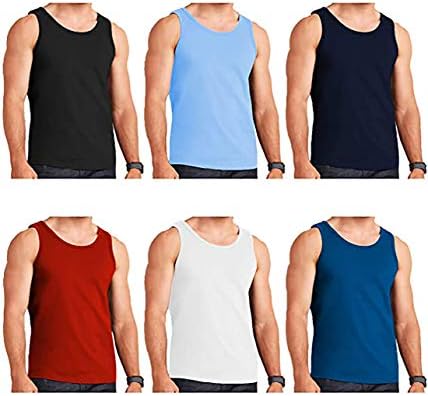 21Fashion Mens Boys Sleeveless Scoop Neck 100% Cotton Vest Adult Training Gym Tank Tops Casual Vest