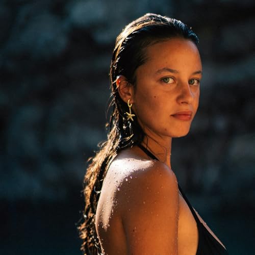 4 Pairs Gold Huggie Hoop Earrings for Women, 14K Real Gold Stainless Steel Summer Beach Jewelry Starfish/Pearl/Clam/Conch Dangle Hypoallergenic Earrings3