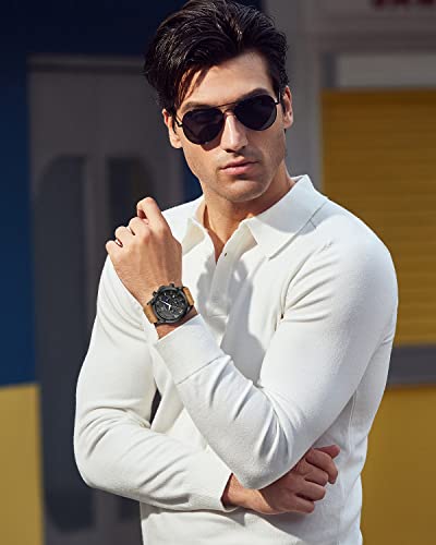 Image of BENYAR Men's Watches Chronograph Watch for Men Multifunction Black Waterproof Sport Fashion Quartz Wristwatches Calendar with Stainless Steel Strap
