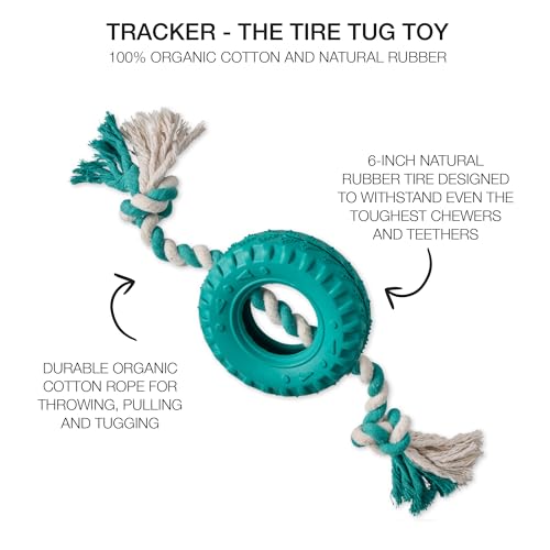Natural-Rubber-Tire-and-Organic-Cotton-Rope-Pull-and-Chew-Dog-Toy-for-All-Pet-Breeds-Teal-Blue-One-Size
