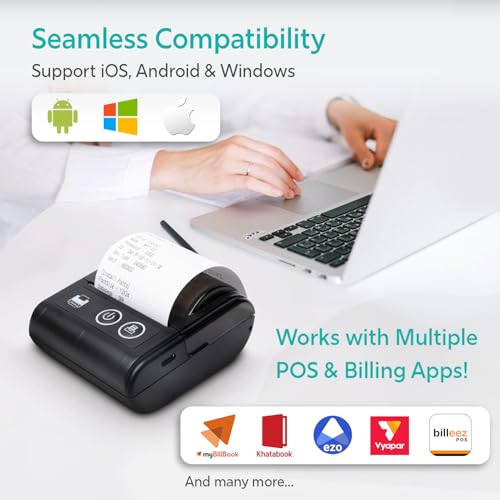 Image of SEZNIK Veer Bluetooth+USB Thermal Receipt Printer 48 mm | Rechargeable Inkless | Mobile, Desktop Compatible | 1 Year Warranty (Veer - Receipt Printer)
