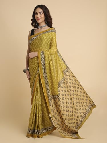 Image of RATAN Women's Pure Soft Cotton Saree with Blouse Piece | Lightweight Breathable Daily Wear Cotton Saree | Traditional Printed Saree for Office Casual & Summer Wear