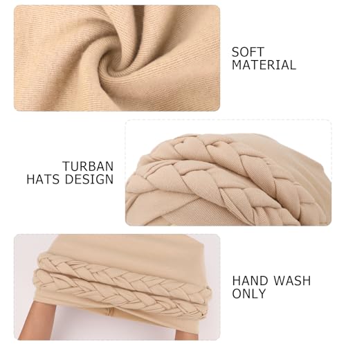 Image of DRESHOW African Women Turban Caps Cotton Beanie Twist Headscarf Pre-Tied Double Twisted Braids Wrap Hat Chemo Cancer Cap