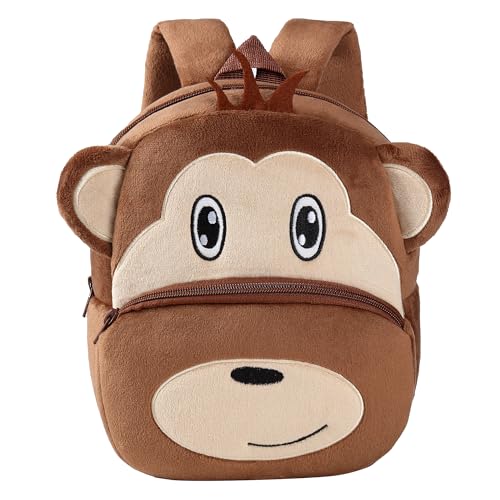 BETTERFUN Mochila infantil com estampa de animal e alças acolchoadas para meninos e meninas, Macaco, Medium, Mochilas infantis