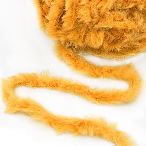 Image of NICEEC Faux Fur Yarn Super Soft, Chunky & Fluffy, Eyelash Yarn for Crochet & Knitting(Total Length 210yds /10.6oz) - Pumpkin /300g
