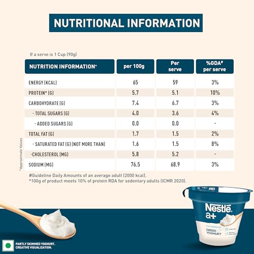 Image of Nestle a+ Greek Yoghurt - Unsweetened & Low Fat, 90g