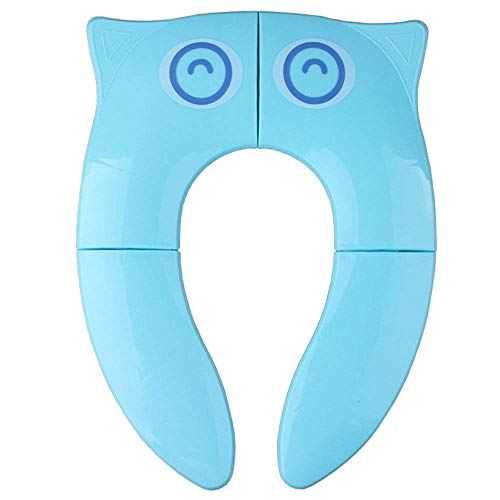MinMin Asiento Plegable for Viajes for niños y niñas, Se Adapta a inodoros Redondos y ovalados, ventosas Antideslizantes, Incluye Bolsa de Viaje Amarilla Gratis (Color : Blue)