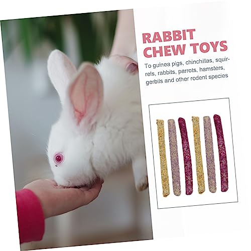 BUGUUYO Meerschweinchen-kauspielzeug 6-teilig Bio-Spielzeug Hamster-zähneknirschstäbchen Kauspielzeug-Set Tragbares Grasmehl-Snack-Spielzeug Für Kleintiere
