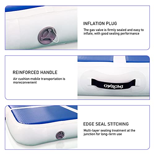 Inflatable Air Spot Gymnastic Mat Tumbling Exercise Training Mat, Tumble Track Air Spot Roller Air Block With Pump, Air Barrel Tumbler Backbend Trainer Springboard Air Roller Gym Mats (39.4*39.4*6In, Air Mat-Blue/Grey) #TOP1