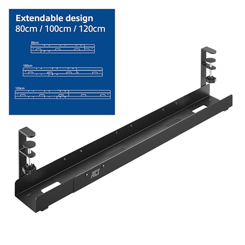 Bureau encombré ? Goulotte de câbles extensible sans perçage ACT AC8376 - 2