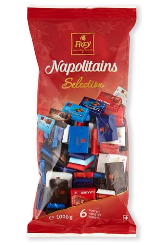 Frey 1kg Napolitains Selection Schokolade Mischbeutel - Mini Schokoladentafeln aus 6 Sorten - Schweizer Mini Schokoladen Tafeln - Großpackung 1x 1000 g - UTZ-zertifiziert