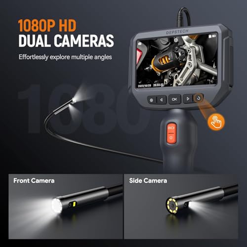 DEPSTECH Endoskopkamera mit Licht, 1080P Dual Lens Inspektionskamera mit 4,3 Zoll IPS Bildschirm,...