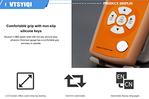 Medidor Digital Ultrasonido para Medición de Espesor con Rango 0.8 a 350mm y Precisión ±0.05mm para Metal, Vidrio, Cerámica y Tubos miniatura 3