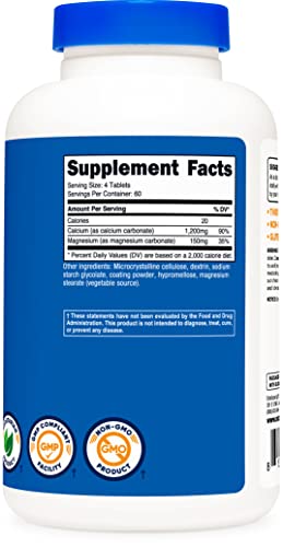 Nutricost Calcium & Magnesium Carbonate 240 Tablets, 1200Mg Of Ca & 150Mg Of Mg Per Serving, 60 Servings- Gluten Free, Non-Gmo #TOP3