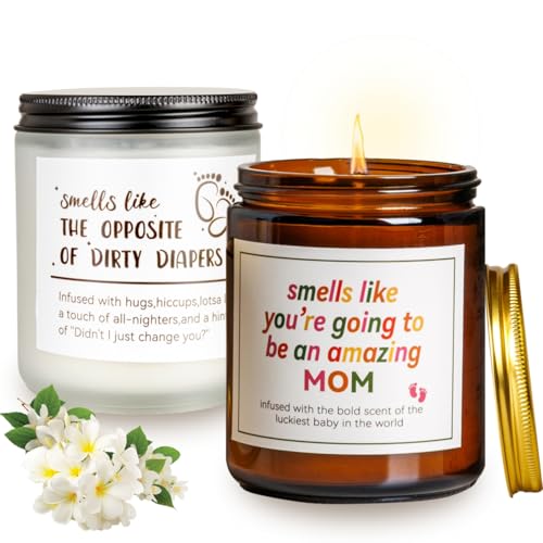 2 Pack New Mom Gift Candles Set for Women 7 OZ Mom to Be Candle Funny Mommy Pregnant Gift for First Time Mama Pregnancy Gifts for Expecting Mom Mothers Day Gift Baby Shower Gifts for Mom