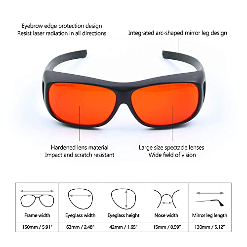 190Nm-540Nm Professional Laser Protective Glasses, Suitable For 405Nm, 445Nm, 532Nm Laser And Purple/Blue/Green Laser Safety Goggles 450Nm, Can Be Used In Laser Engraving, Beauty Spot Removal #TOP1