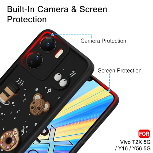 Image of TheGiftKart Back Cover Case for Vivo T2X / Y16 / Y56 5G | Cute Fun Cartoon 3D Smiley Coffee Case | Full Camera Protection | Shockproof Back Cover Case for Vivo T2X / Y16 / Y56 5G (Silicone, Black)