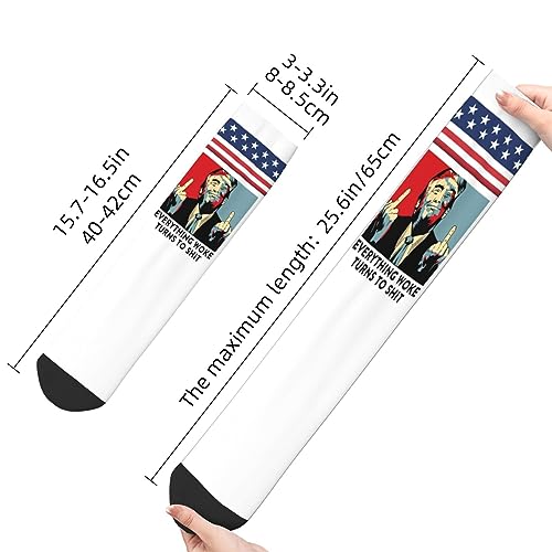 PAUPPY Everything-Woke-Turns-To-Shit Gift For Men Knee Socks for Women Long Tube Striped Socks Athletic Socks for Girls Youth3