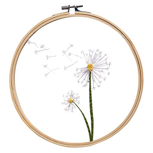 Embroidery Kit for Beginner, Chinese Style Three-Dimensional Transparent Yarn DIY Embroidery Plant Handmade Crafts Material Package+22CM Embroidered Shed