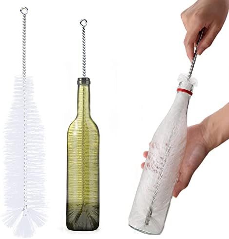 Bottle Brush Especially for Cleaning All Kinds of Narrow Neck Wine Bottles, Beer Bottles, Soda Bottles, Spray Bottles, Long Cups, Mugs, Large Volume Cylinders (White+1PC)