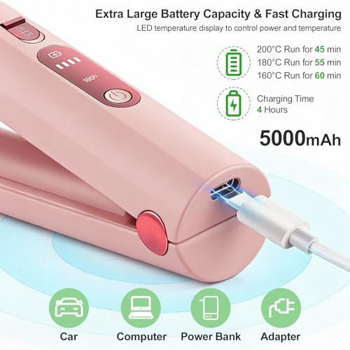 Plancha de Pelo Mini Inalámbrica 2 en 1 Rosa miniatura 2