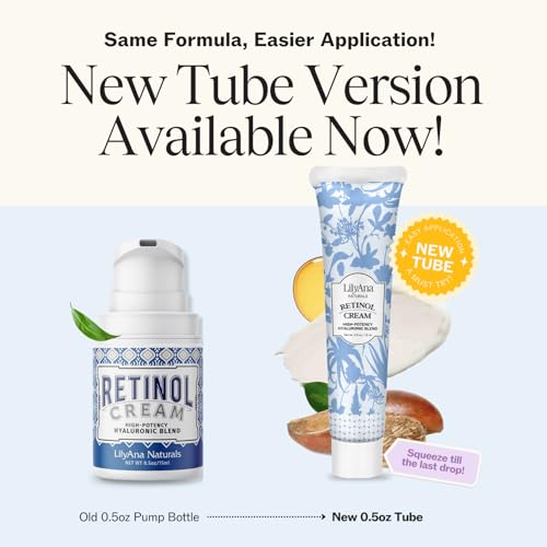 LilyAna Naturals Anti Aging Retinol Face Cream for Women – Wrinkle & Neck Cream for Firming, Retinol Moisturizer for Face with Hyaluronic Acid, Hydrating Night Cream for Fine Lines, Collagen Boost