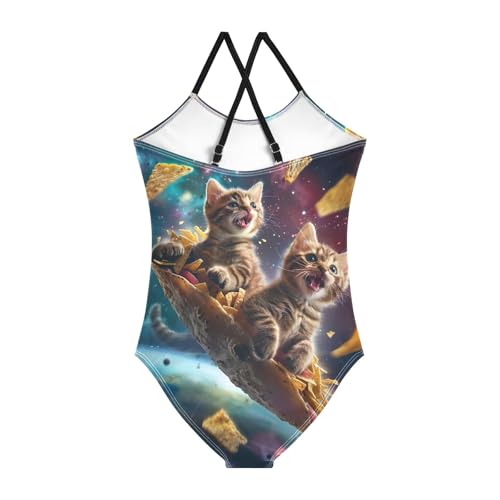 Black Cat Autumn Little Girl Swimsuit Quick Dry Crossback One Piece Bathing Suit for Girls2