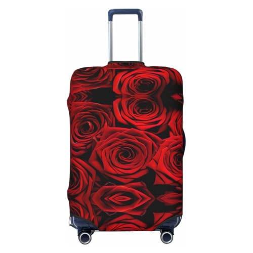 Red Rose Flower Print Luggage Suitcase Cover Protector Luggage Washable Covers With Concealed Zipper