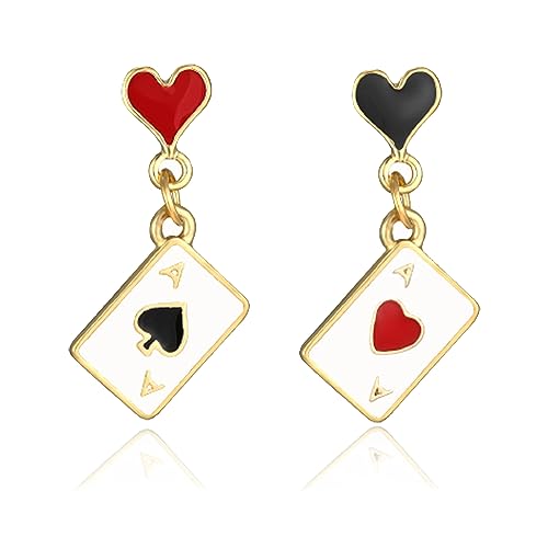 Red Heart Ace Poker Card Earrings - image 1