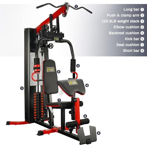 image for Fitvids Multifunctional Home Gym Equipment with 122.5 lbs Weight Stack