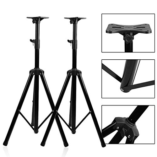Tiziri 2PCS Tripod Speaker Stands Pair 110lb Load Pro Audio Stage With Monitor