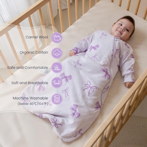 Image of KaiyaBaby Organic Cotton Baby Sleep Sack, Long Sleeve 1.0 TOG, 6-18M