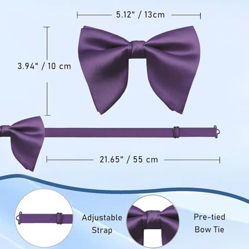 Image of Luckyvestir Oversized Bow Ties for Men, Pre Tied Clip on Men's Black Bowtie for Wedding Tuxedo Banquets Formal Wear