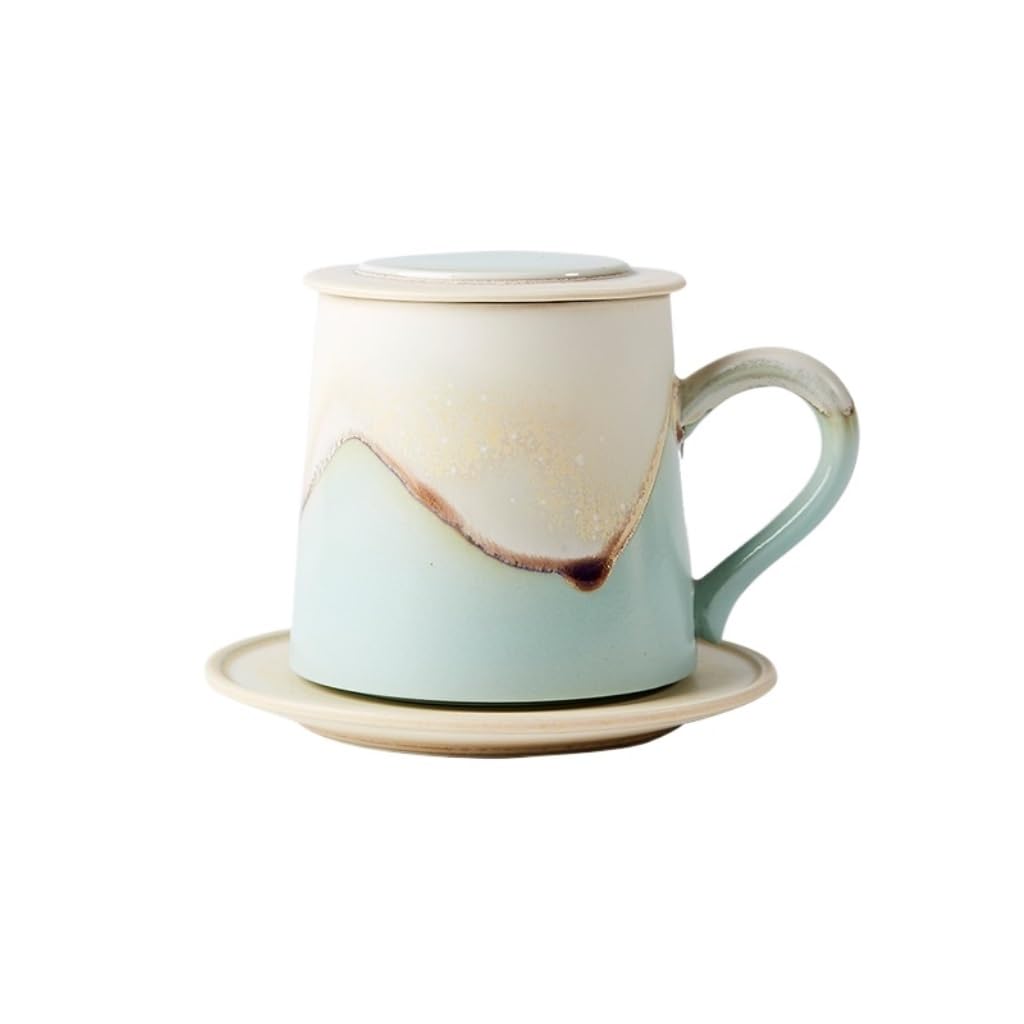 ENGENDER Tazas Cafe Taza De Café Cerámica con Tapa Mug Cups(B)
