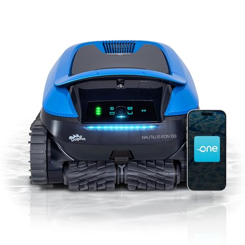 Image of Dolphin Nautilus EON 100 Cordless Robotic Pool Cleaner Ideal for Pools up to 50 FT - Wi-Fi Connected, Wall & Waterline Scrubbing, Top-Load Filter, Smart Navigation