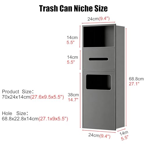 Cubo de basura de pared para ahorrar espacio con estantes de baño 3