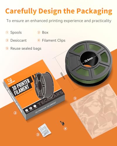 Image of TECBEARS PLA Filament 1.75mm, Neatly Wound 3D Printer Filament, Dimensional Accuracy + /- 0.02 mm, 1Kg Spool(2.2 lbs), Fits for Most FDM 3D Printers, Skin Beige