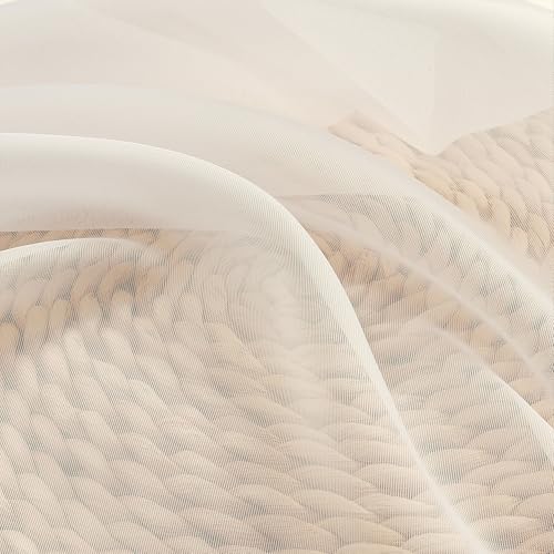 Image of Chyhomenyc Cream Sheer Curtains 54 Inch Long 2 Panels, Short Voile Sheer Drapes for Dinning Small Windows Bathroom Living Room Bedroom, Rod Pocket, 42Wx54L Inches