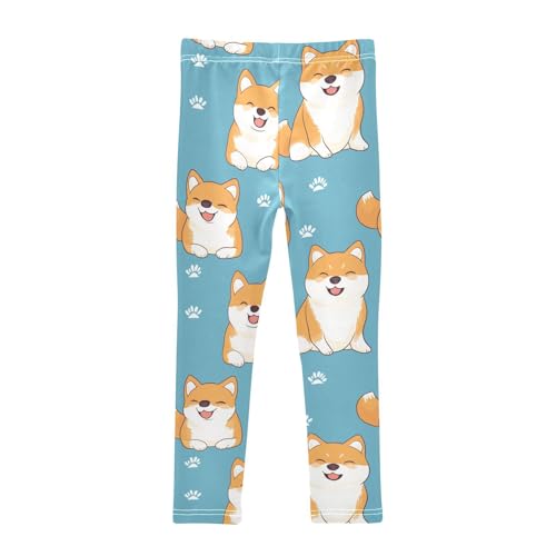 Dog on Blue Girls Leggings,Workout Leggings for Girls Toddler Athletic Legging Size for 3-10T2
