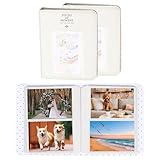 uxcell 2個セット小型フォトアルバム 4x6インチポケット付き写真帳 クリアページ16枚で3インチ写真64枚収納 富士フィルム対応 家族の記念日 結婚式 旅行の思い出用 ホワイト