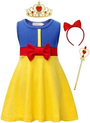 Eledobby Snow White Dress for Little Girls Princess Costume Halloween Dress Up Toddler Birthday Party Fancy Dresses w/Accessories 3-4T