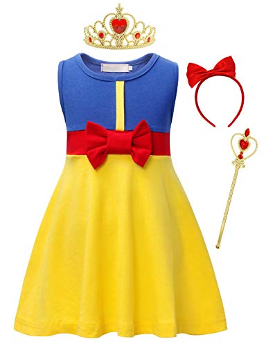 Eledobby Snow White Dress For Little Girls Princess Costume Halloween Dress Up Toddler Birthday Party Fancy Dresses W/Accessories 3-4T #TOP3